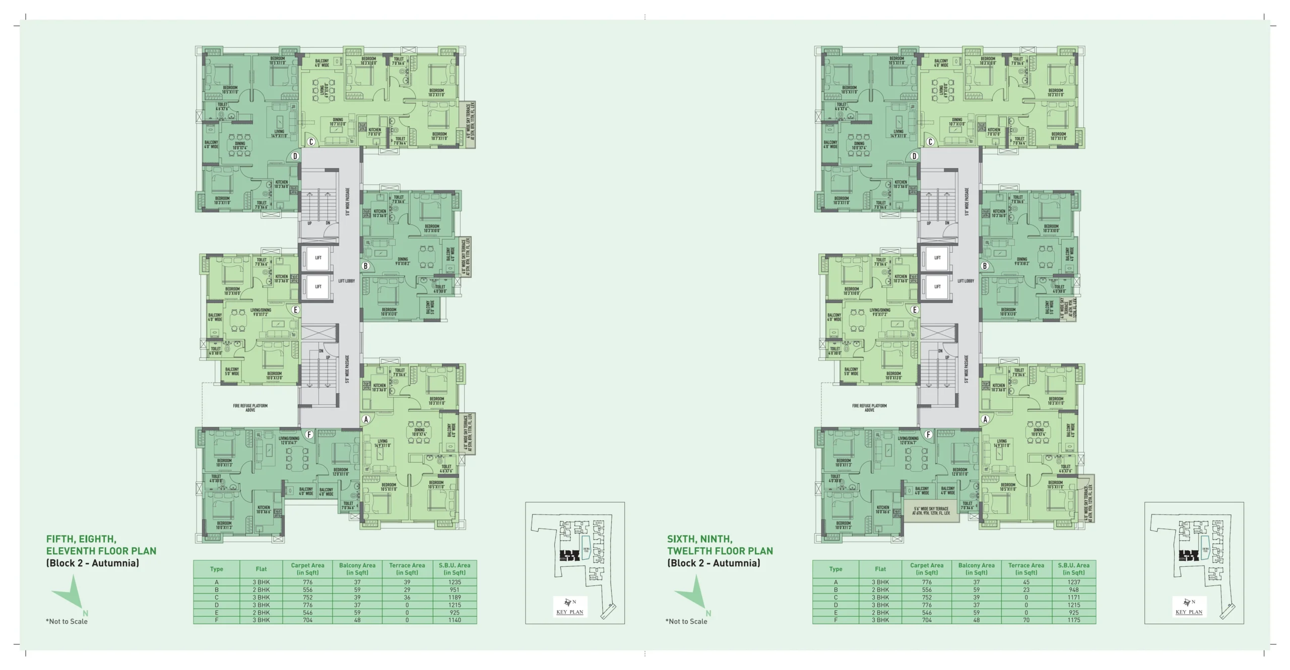 5th, 6th, 8th, 9th, 11, 12 Floor (Block 2)