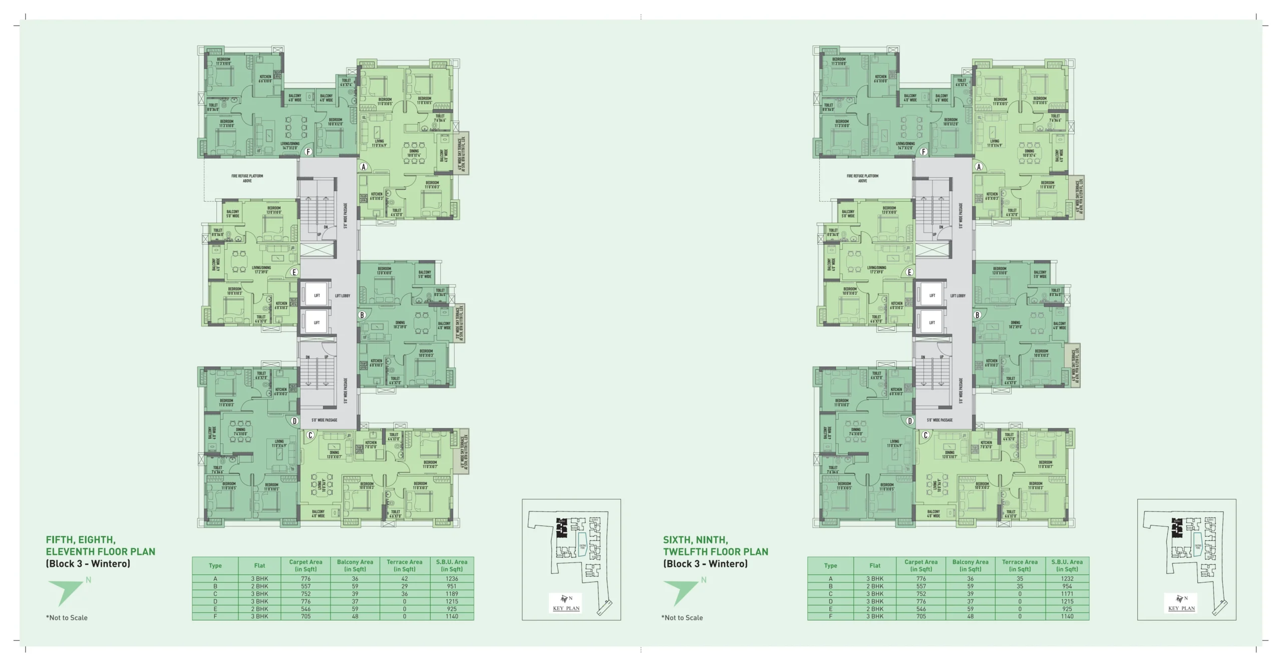 5th, 6th, 8th, 9th, 11, 12 Floor (Block 3)