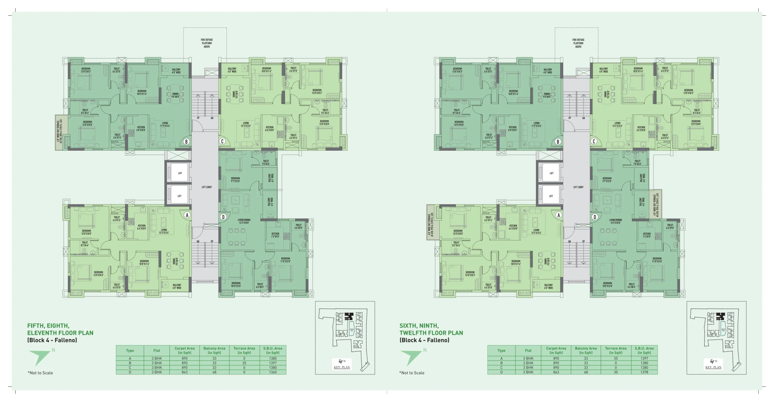 5th, 6th, 8th, 9th, 11, 12 Floor (Block 4)